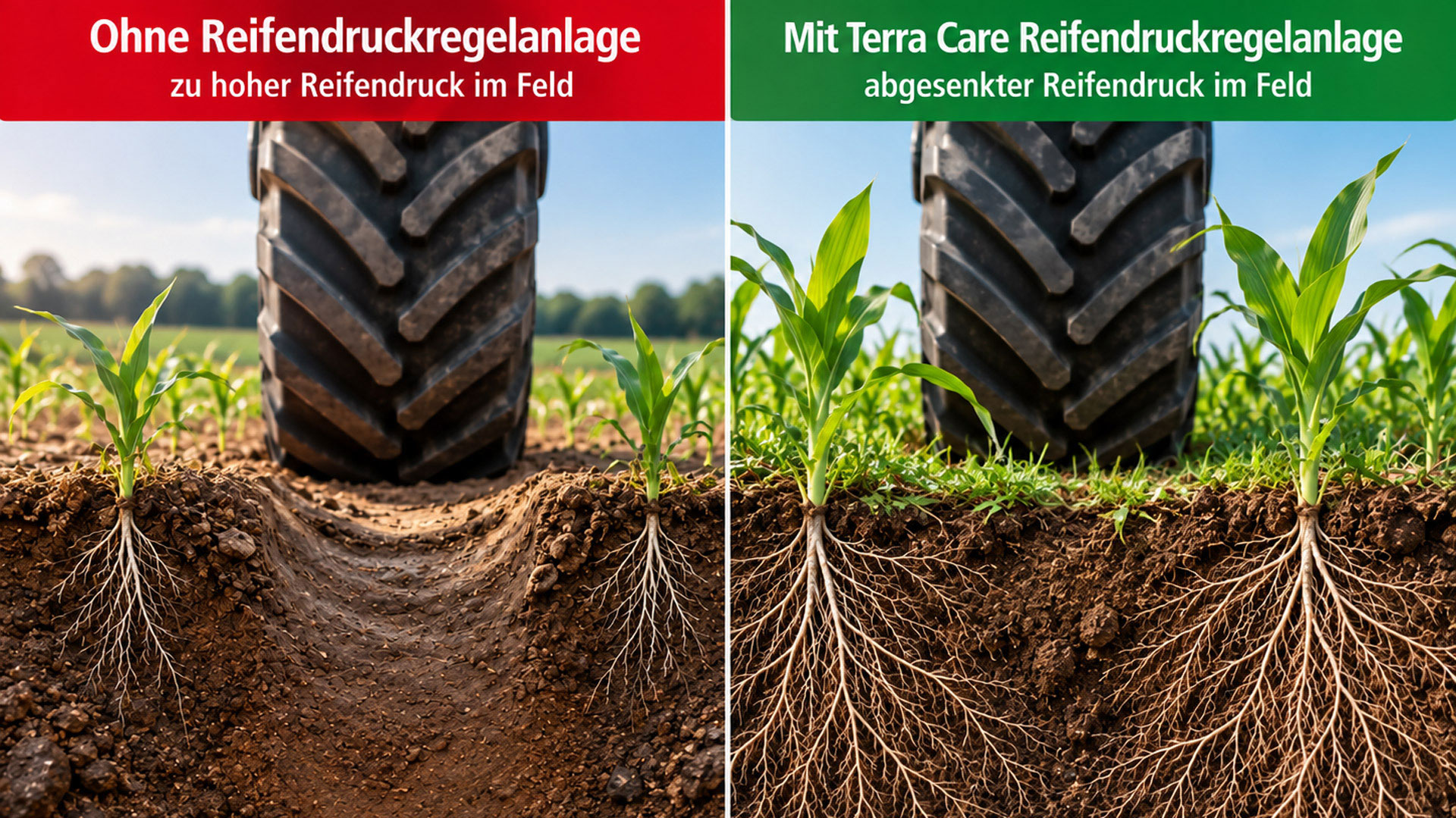 Bodenverdichtung auf einem landwirtschaftlichen Feld